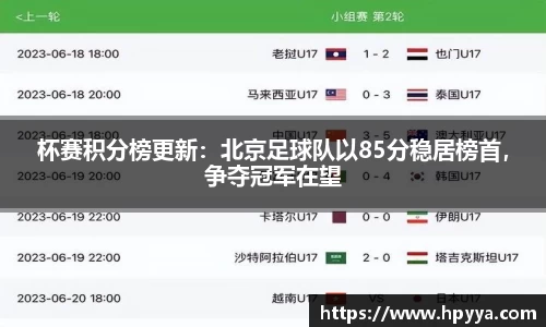 杯赛积分榜更新：北京足球队以85分稳居榜首，争夺冠军在望
